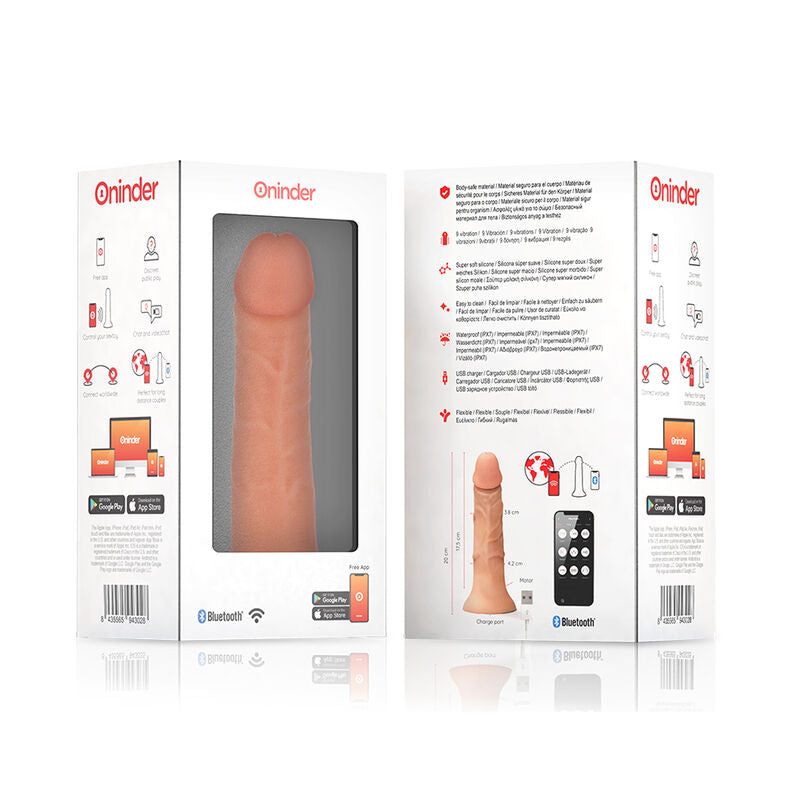 ONINDER - ŚREDNI WIBRATOR DILDO BOGOTÁ 9 PRĘDKOŚCI NATURALNY 20 CM -O- 4,2 CM - BEZPŁATNA APLIKACJA