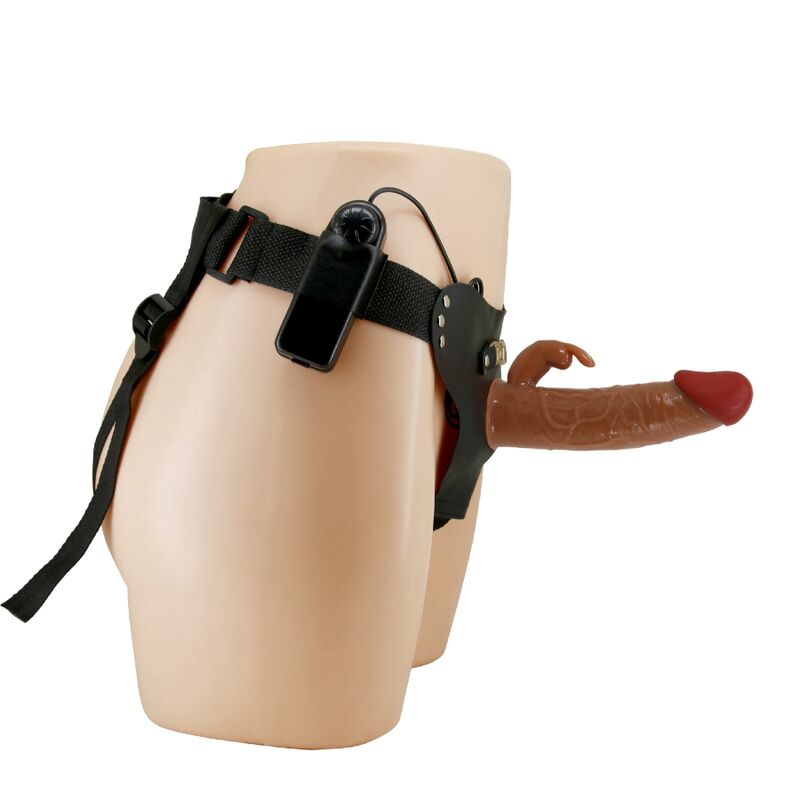 PRETTY LOVE - MARION HARNESS UNIWERSALNE MAJTKI Z DILDO WIBRUJĄCYM 19 CM BRĄZOWE