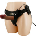 PRETTY LOVE - MAJTKI UPRZĘŻOWE Z WIBRUJĄCYM DILDO WIELOPOZIOMOWYM STARKS 17,5 CM JASNY BRĄZ