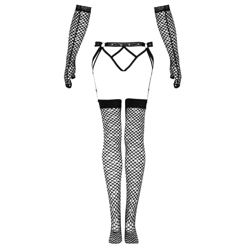 LIVCO CORSETTI FASHION - KOMPLET NEMALIA PAS DO POŃCZOCH + POŃCZOCHY + RĘKAWICZKI CZARNY