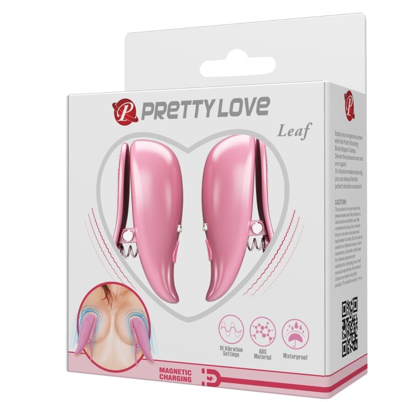 PRETTY LOVE - WIBRUJĄCE ZACISKI NA SUTKI LIŚĆ RÓŻOWY