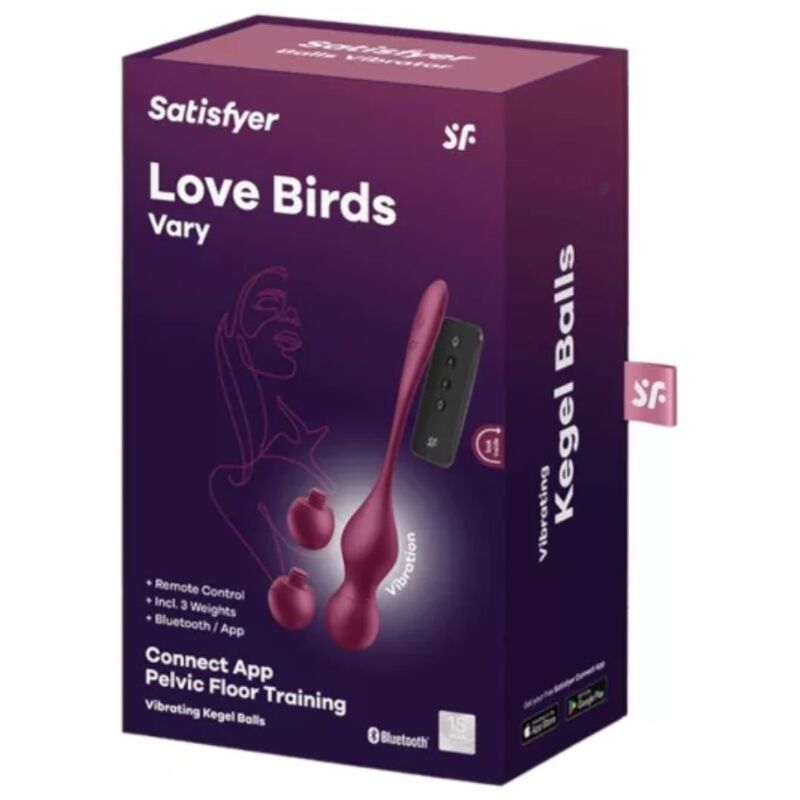 SATISFYER - LOVE BIRDS VARY WIBRUJĄCE KULKI DARMOWA APLIKACJA WINNA CZERWIEŃ