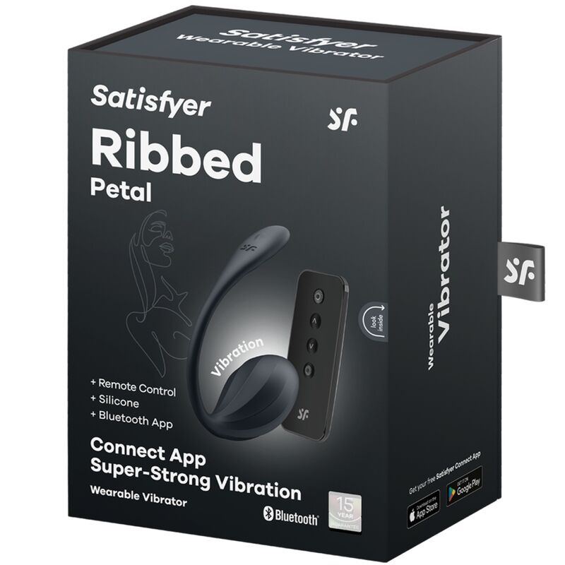 SATISFYER - STYMULATOR PUNKTU G Z ŻEBROWANYMI PŁATKAMI ZDALNE STEROWANIE CZARNY DARMOWA APLIKACJA