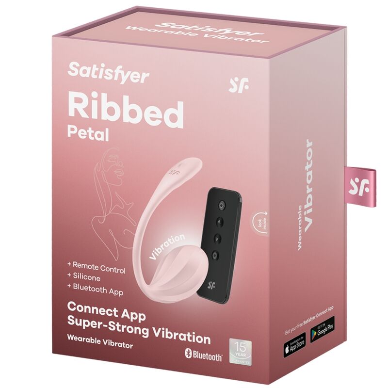 SATISFYER - ŻEBROWANY PŁATEK STYMULATOR PUNKTU G Z PILOTEM RÓŻA DARMOWA APLIKACJA
