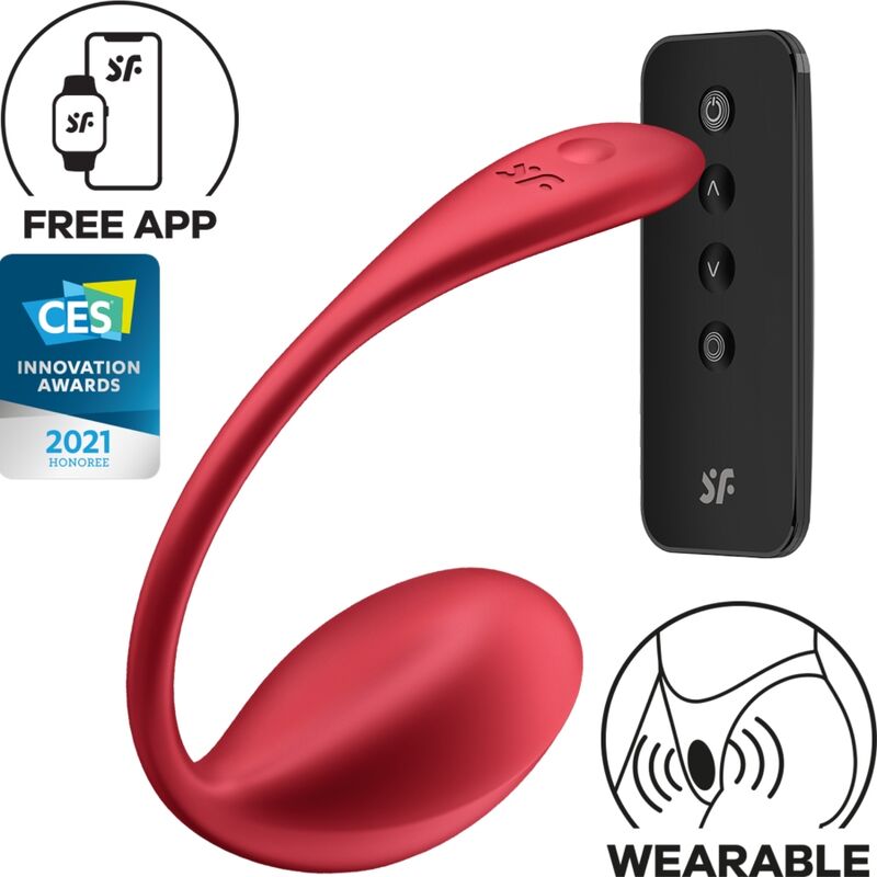 SATISFYER - BŁYSZCZĄCY PŁATEK STYMULATOR PUNKTU G Z PILOTEM CZERWONY BEZPŁATNA APLIKACJA
