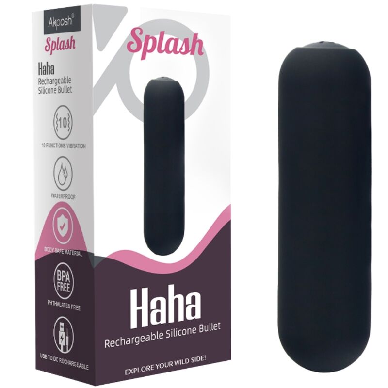 ARMONY - SPLASH HAHA WIBRATOR KULA SILIKONOWY 10 WIBRACJI 75 X 19 CM CZARNY