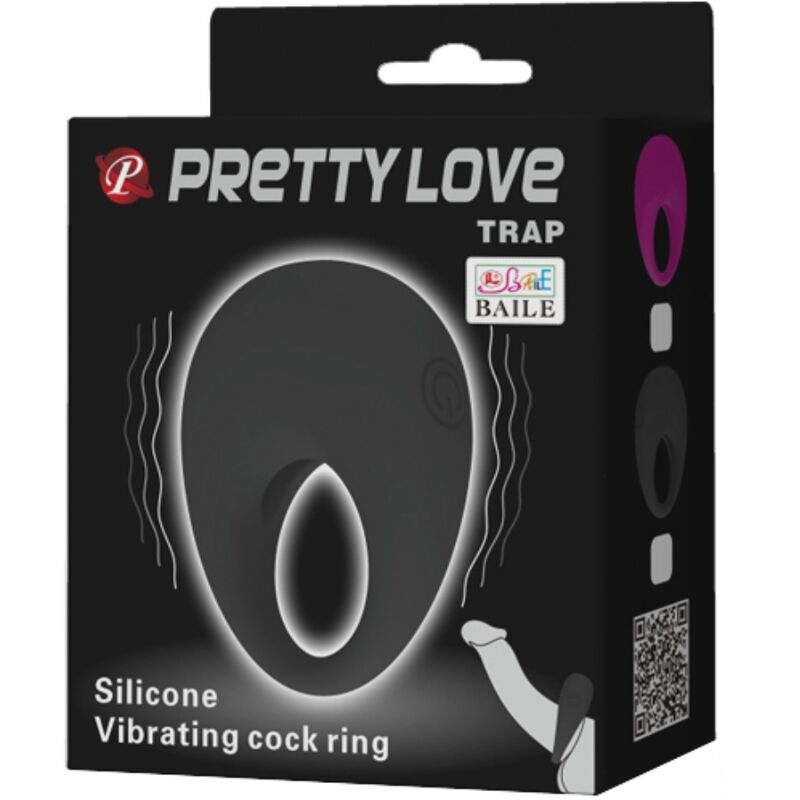 PRETTY LOVE - WIBRUJĄCY PIERŚCIEŃ EROTYCZNY TRAP CZARNY
