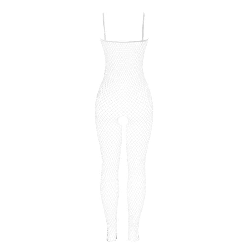 SUBBLIME - 951740 BODYSTOCKING BIAŁY W SIATKĘ BEZ KROKU Z KOKARDKAMI ROZMIAR UNIWERSALNY