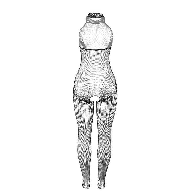 SUBBLIME - 951801 KORONKOWE KABARETKOWE RAJSTOPY BODY ZE STOJĄCYM KOŁNIERZEM, ROZKROKIEM I OTWARTYM BIUSTEM, CZARNE, ROZMIAR UNIWERSALNY