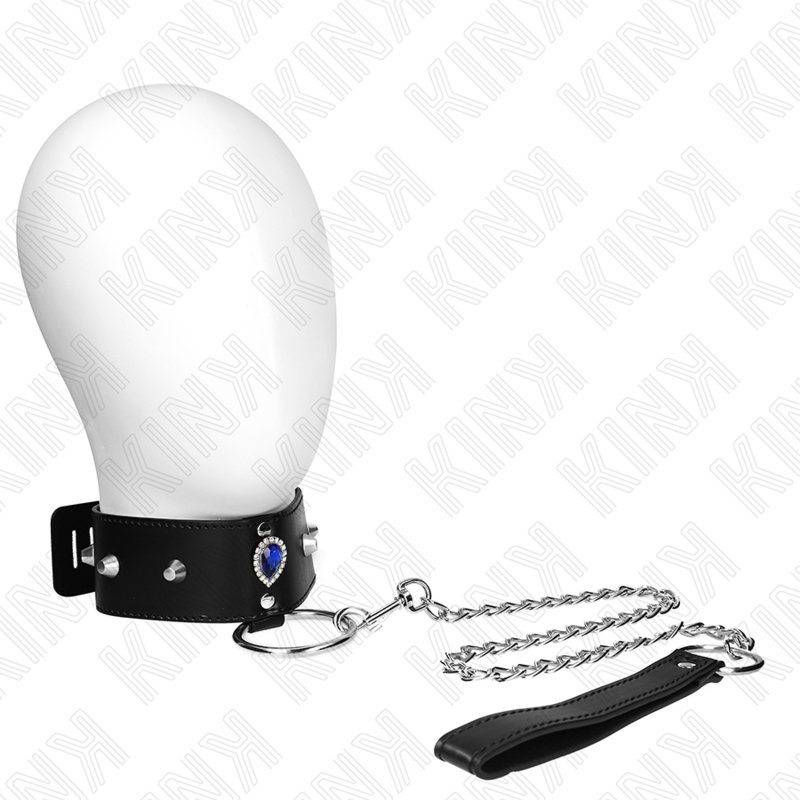 KINK - NASZYJNIK 65 CM Z PASKIEM Z NIEBIESKIMI DIAMENTAMI REGULOWANY 36-43 CM X 5 CM