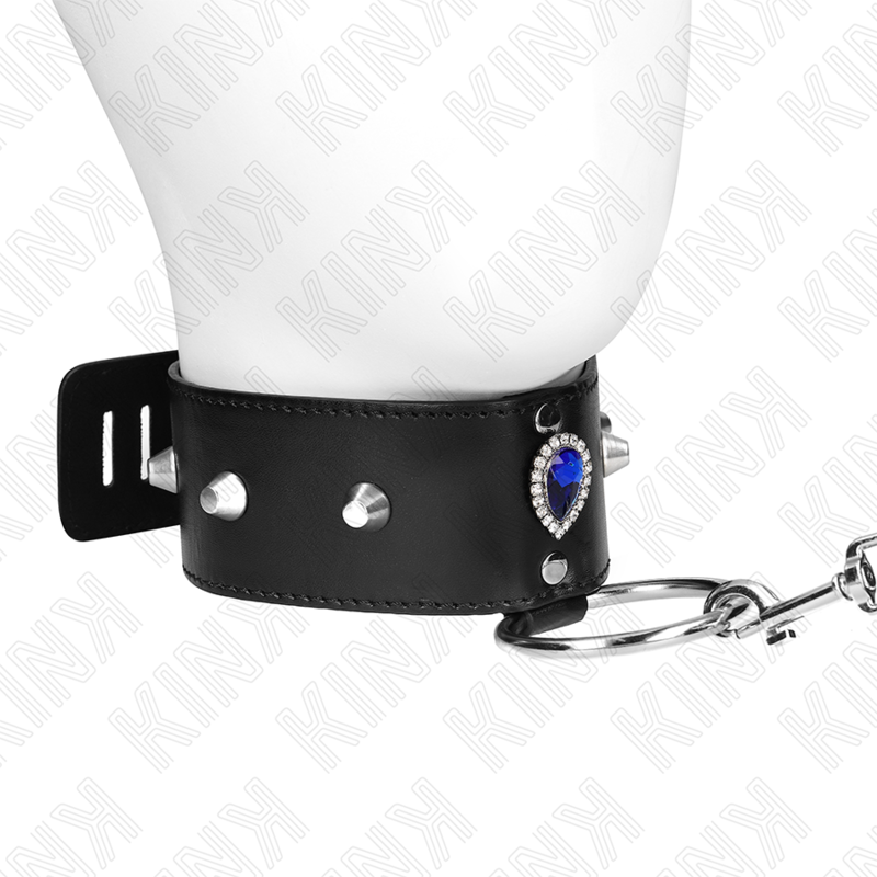 KINK - NASZYJNIK 65 CM Z PASKIEM Z NIEBIESKIMI DIAMENTAMI REGULOWANY 36-43 CM X 5 CM