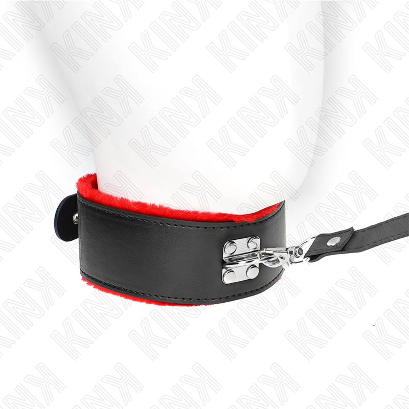KINK - NASZYJNIK Z PASKIEM 116 CM Z CZERWONEJ SKÓRY Z REGULACJĄ 40-48 CM X 6 CM