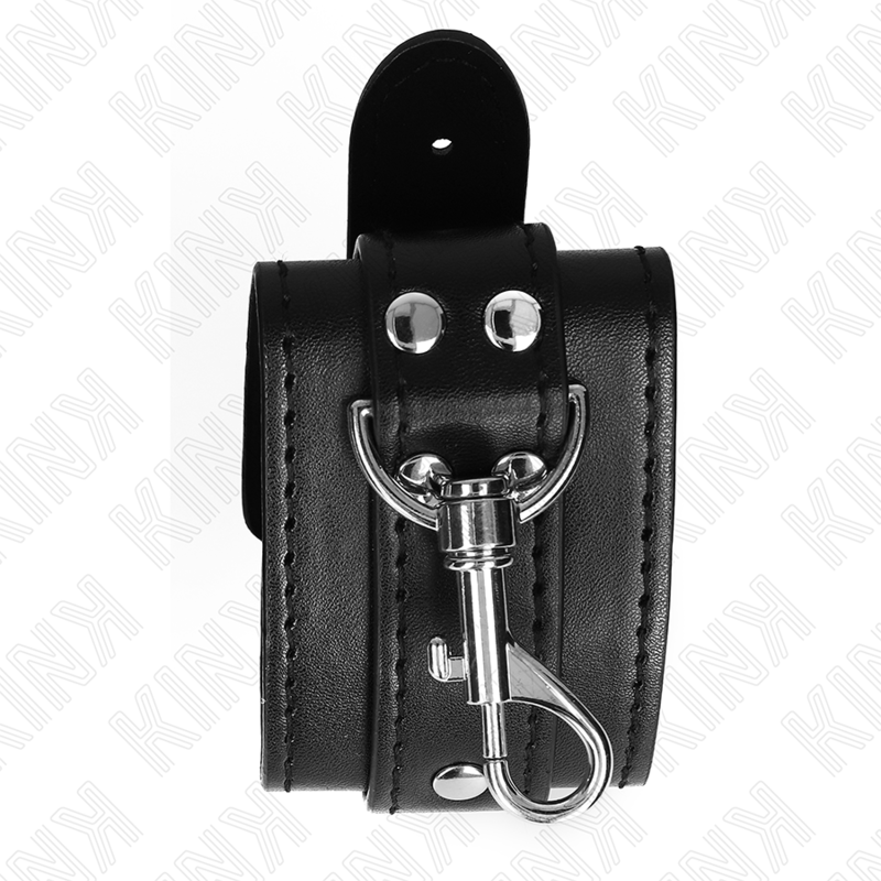 KINK - ZAMYKANE KAJADANKI NA NADGARSTKI DO LOCHU CZARNE REGULOWANE 21-28 CM X 5.5 CM