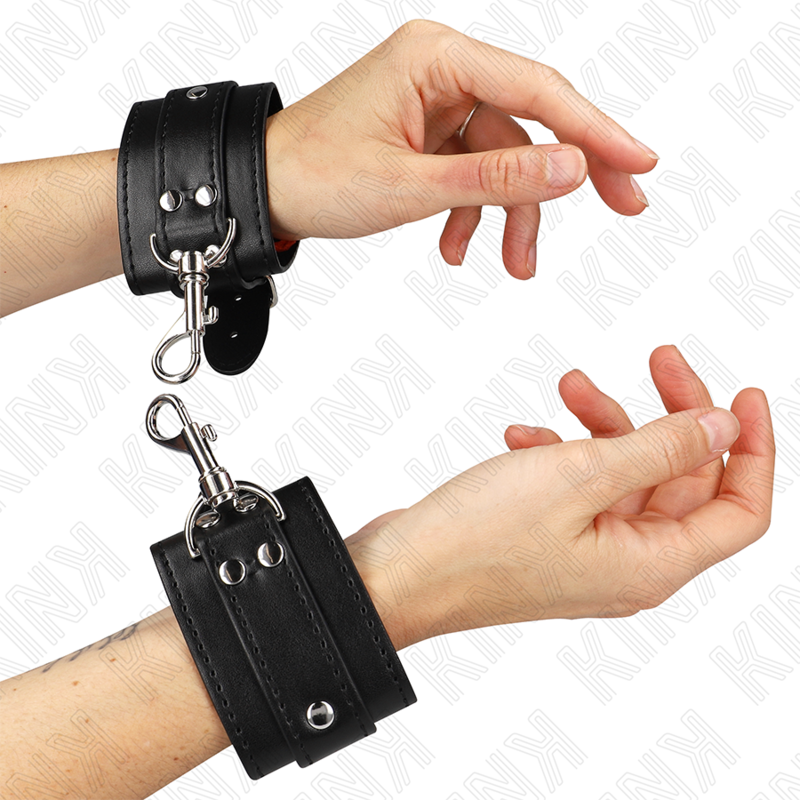 KINK - ZAMYKANE KAJADANKI NA NADGARSTKI DO LOCHU CZARNE REGULOWANE 21-28 CM X 5.5 CM