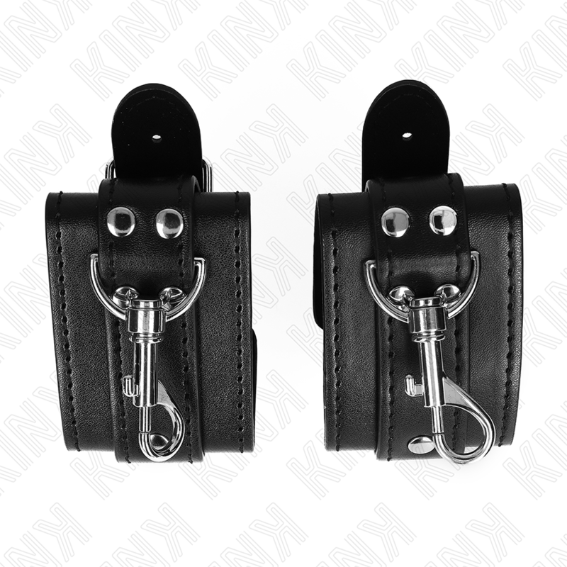 KINK - ZAMYKANE KAJADANKI NA NADGARSTKI DO LOCHU CZARNE REGULOWANE 21-28 CM X 5.5 CM