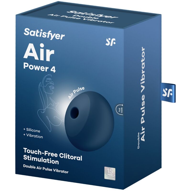 SATISFYER - STYMULATOR I WIBRATOR AIR POWER 4 Z 12 TRYBAMI WIBRACJI, KOLOR NIEBIESKI