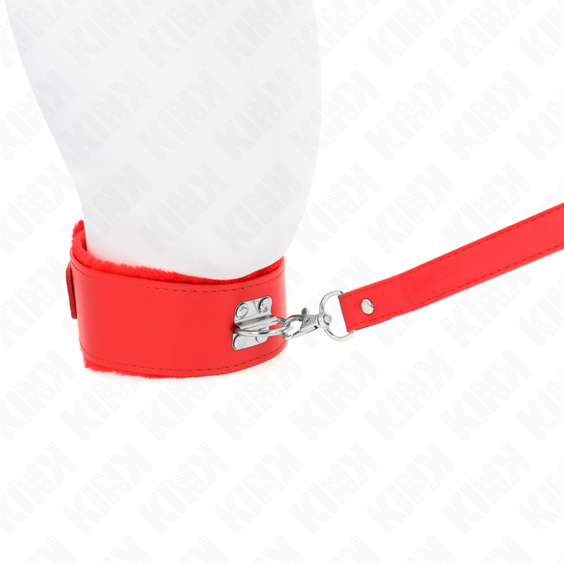 KINK - NASZYJNIK ZE SMYCZĄ 116 CM ZE SREBRNYMI ĆWIEKAMI MODEL 4 CZERWONY REGULOWANY 40-48 CM X 6 CM