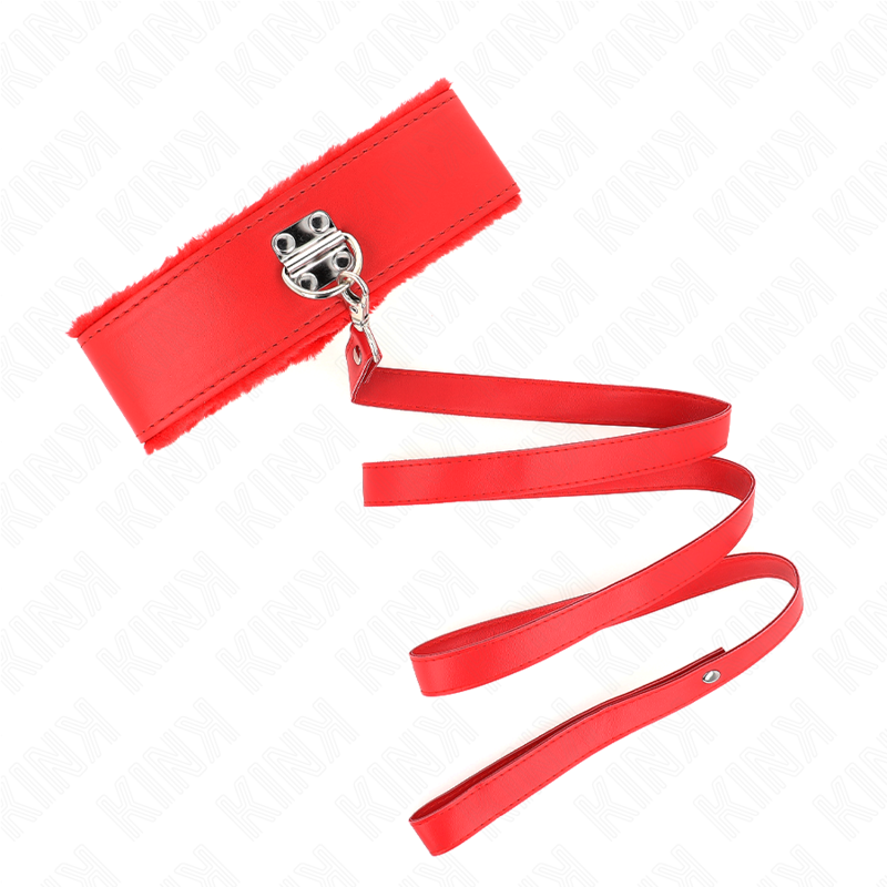 KINK - NASZYJNIK ZE SMYCZĄ 116 CM ZE SREBRNYMI ĆWIEKAMI MODEL 4 CZERWONY REGULOWANY 40-48 CM X 6 CM