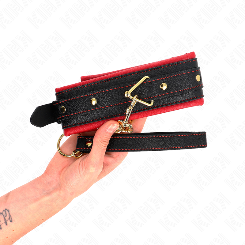 KINK - OBROŻA Z GŁADKĄ SMYCZĄ Z TKANINY REGULOWANA 33-48 CM X 5,7 CM