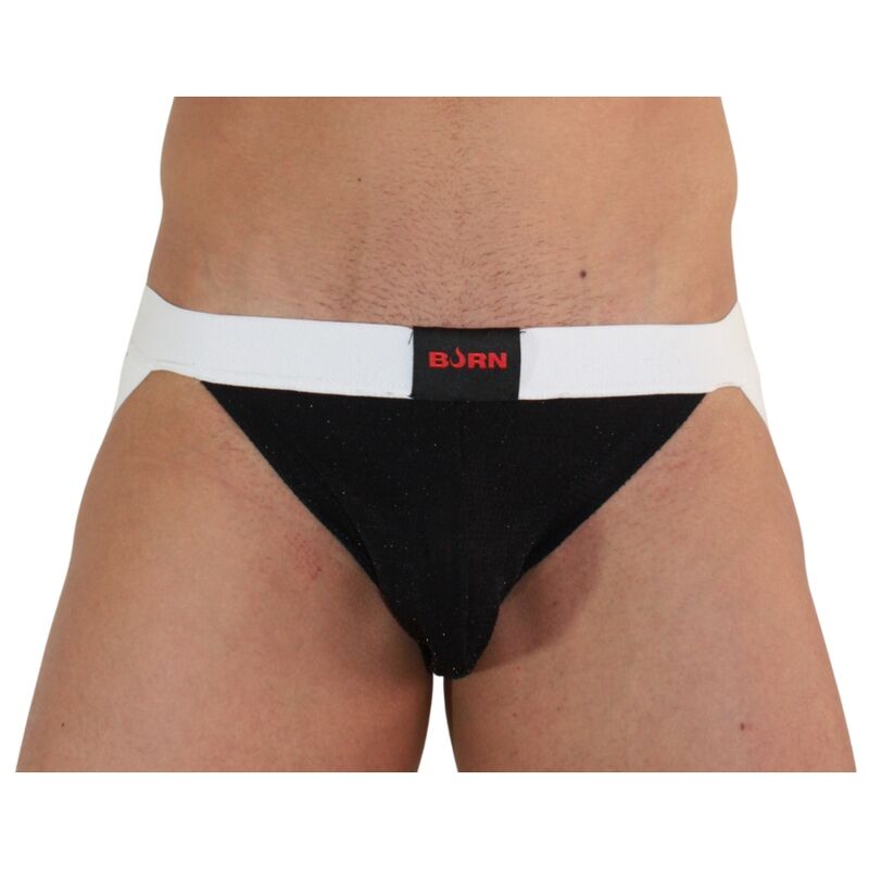 BURN - 004 JOCK BŁYSZCZĄCY CZARNY / BIAŁY M