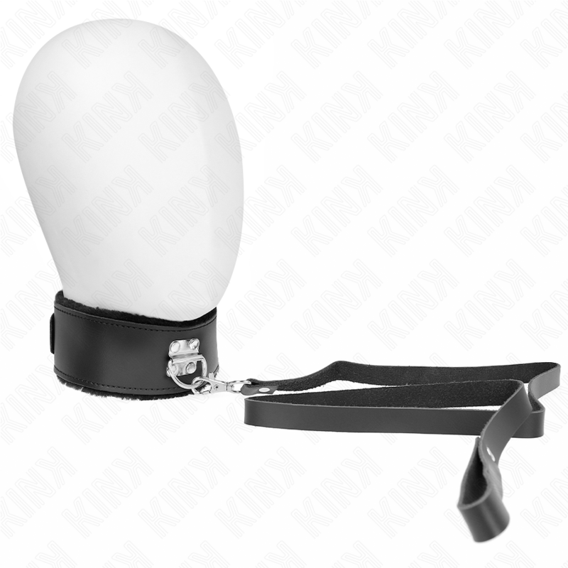 KINK - NASZYJNIK Z PASKIEM 116 CM Z CZARNYM SKÓRZANYM PASKIEM REGULOWANYM 40-48 CM X 6 CM