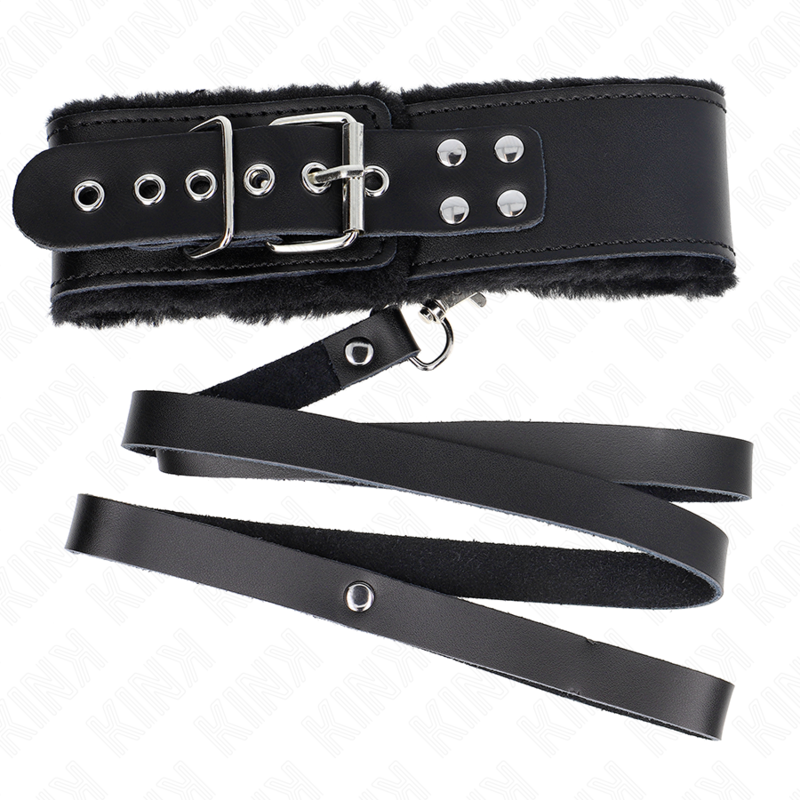 KINK - NASZYJNIK Z PASKIEM 116 CM Z CZARNYM SKÓRZANYM PASKIEM REGULOWANYM 40-48 CM X 6 CM