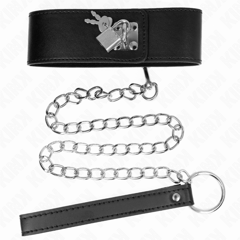 KINK - NASZYJNIK Z PASKIEM 65 CM Z SZEROKIM, CZARNYM PASKIEM REGULOWANYM 33,5-41 CM X 5 CM