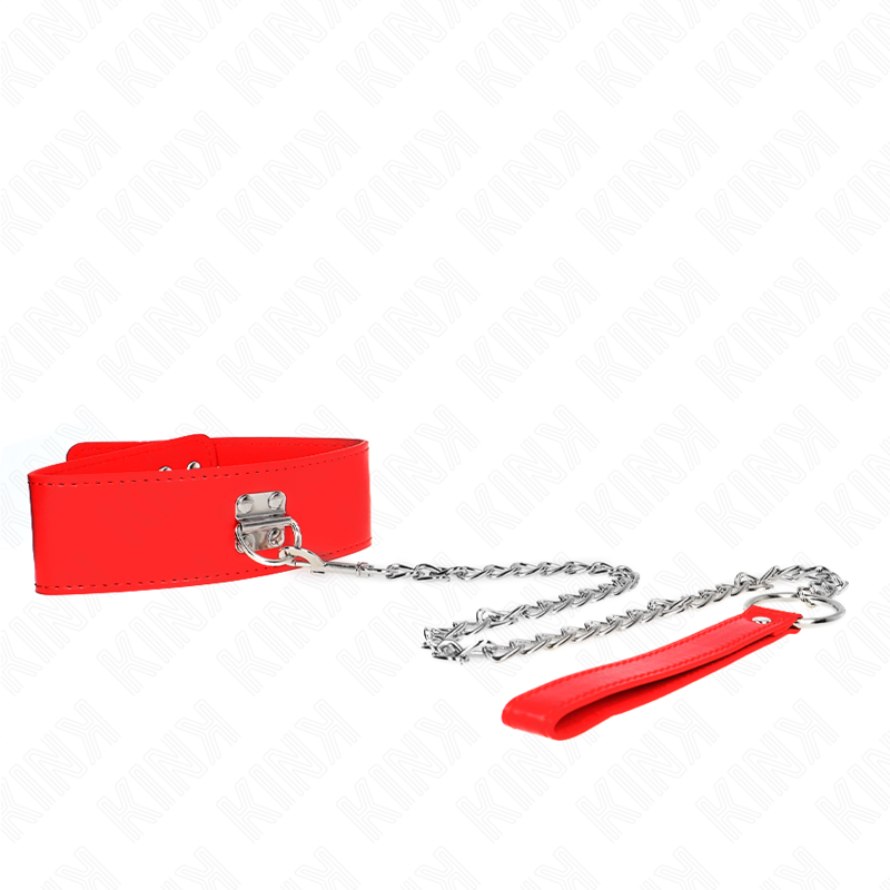 KINK - NASZYJNIK Z PASKIEM 65 CM Z SZEROKIM CZERWONYM PASKIEM REGULOWANYM 33,5-41 CM X 5 CM