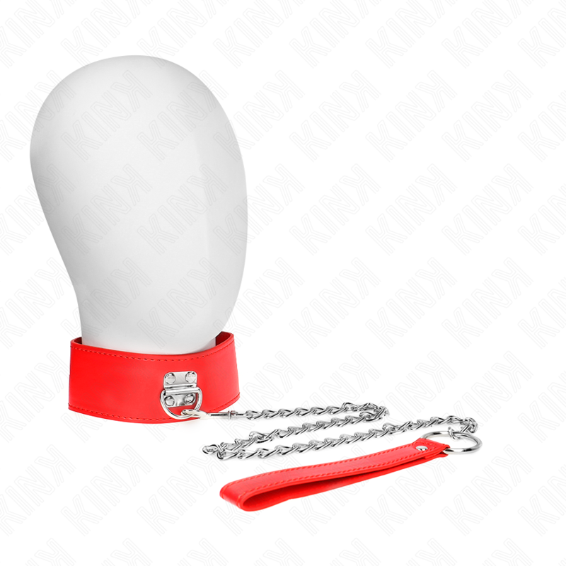 KINK - NASZYJNIK Z PASKIEM 65 CM Z SZEROKIM CZERWONYM PASKIEM REGULOWANYM 33,5-41 CM X 5 CM