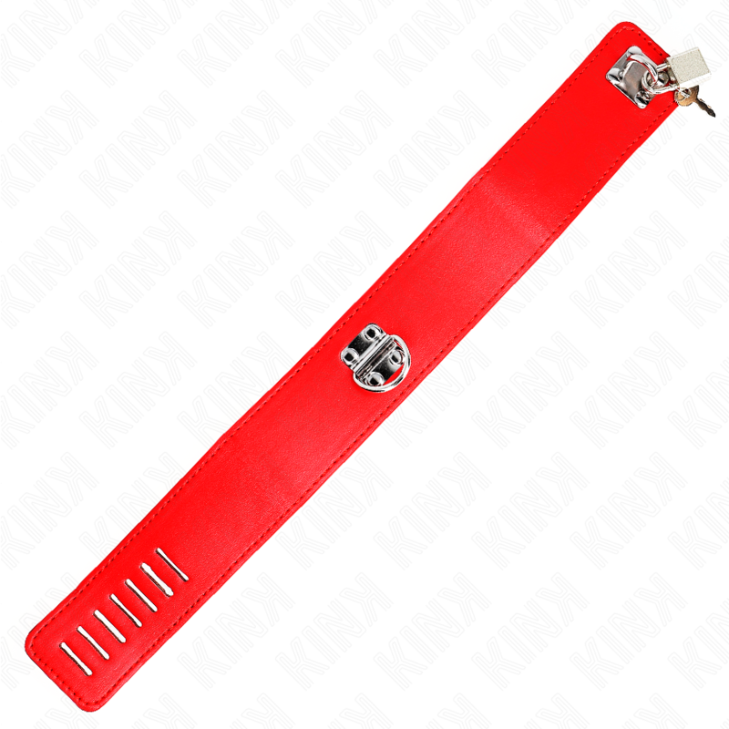 KINK - NASZYJNIK Z PASKIEM 65 CM Z SZEROKIM CZERWONYM PASKIEM REGULOWANYM 33,5-41 CM X 5 CM