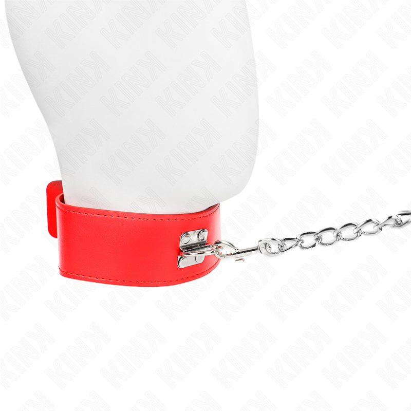 KINK - NASZYJNIK Z PASKIEM 65 CM Z SZEROKIM CZERWONYM PASKIEM REGULOWANYM 33,5-41 CM X 5 CM