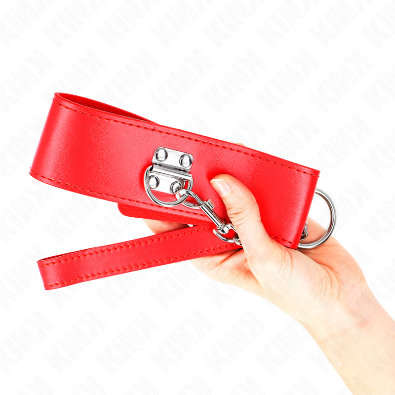 KINK - NASZYJNIK Z PASKIEM 65 CM Z SZEROKIM CZERWONYM PASKIEM REGULOWANYM 33,5-41 CM X 5 CM