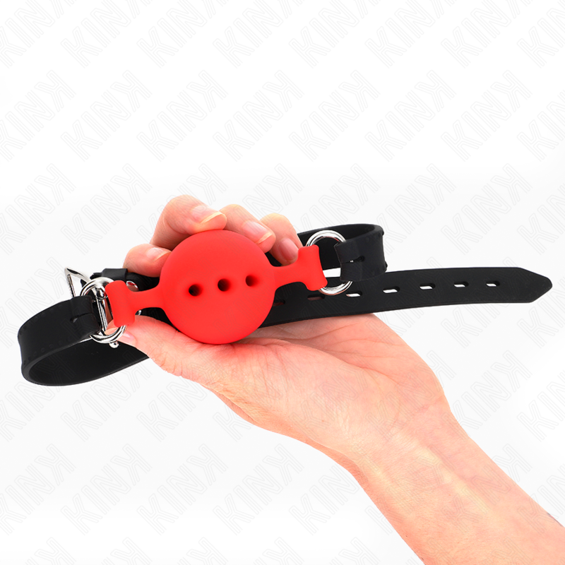 KINK - ZATYKACZ W PEŁNI SILIKONOWY 55 x 2 CM Z KULKĄ 4,5 CM ROZMIAR M CZERWONY REGULOWANY 35-51 CM