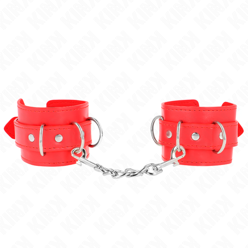 KINK - 3 KAJDANKI NA NADGARSTEK Z D-RINGIEM REGULOWANE CZERWONE 17,5-25 CM X 6 CM