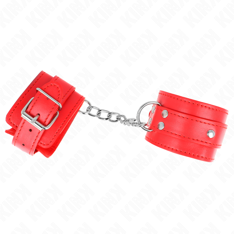 KINK - 3 KAJDANKI NA NADGARSTEK Z D-RINGIEM REGULOWANE CZERWONE 17,5-25 CM X 6 CM