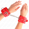 KINK - 3 KAJDANKI NA NADGARSTEK Z D-RINGIEM REGULOWANE CZERWONE 17,5-25 CM X 6 CM