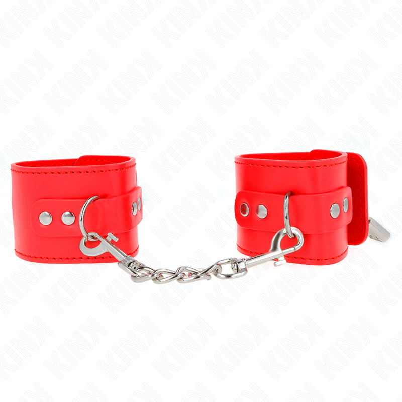 KINK - KAJDANKI NA NADGARSTKI Z KŁÓDKĄ CZERWONE REGULOWANE 16-23 CM X 5.5 CM
