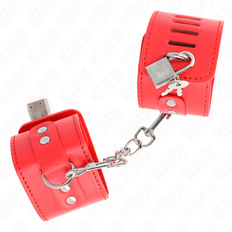 KINK - KAJDANKI NA NADGARSTKI Z KŁÓDKĄ CZERWONE REGULOWANE 16-23 CM X 5.5 CM