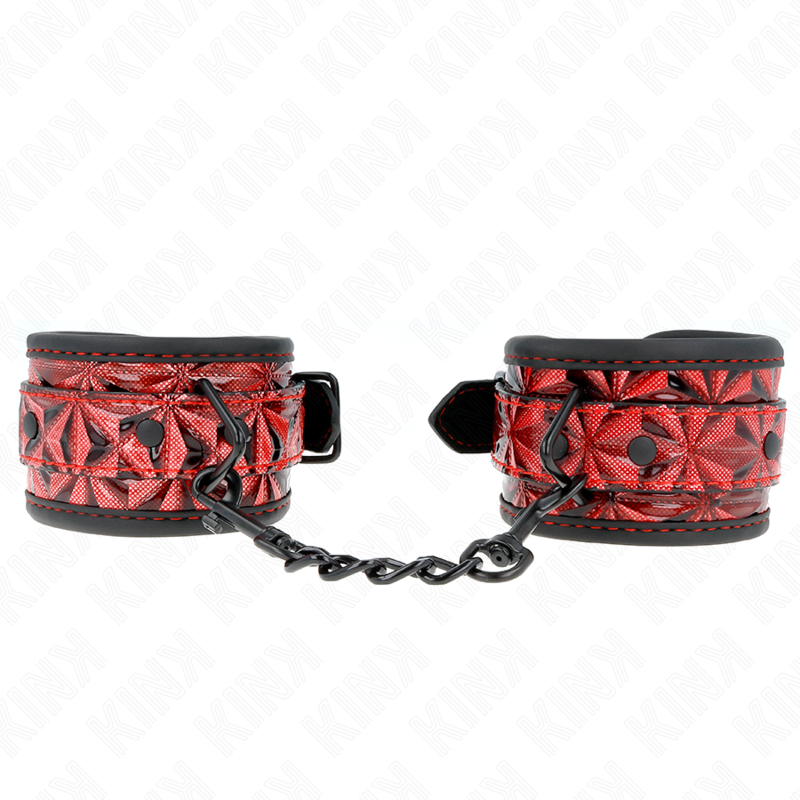 KINK - KAJDANKI NA NADGARSTKI WZÓR DIAMENTOWY CIEMNOCZERWONE REGULOWANE 17-26 CM X 5.5 CM