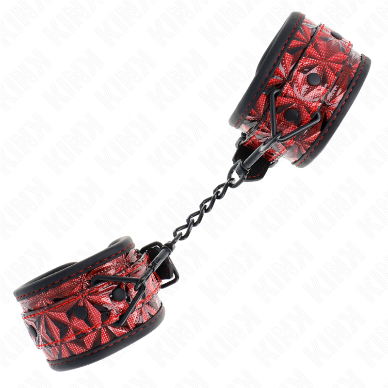 KINK - KAJDANKI NA NADGARSTKI WZÓR DIAMENTOWY CIEMNOCZERWONE REGULOWANE 17-26 CM X 5.5 CM