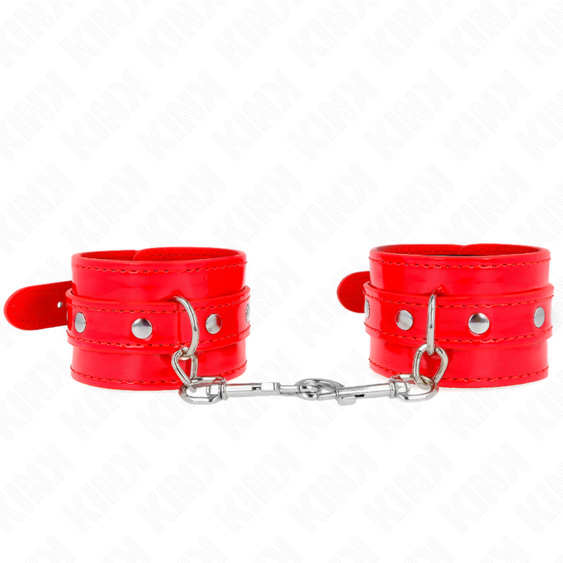 KINK - BŁYSZCZĄCE KAJDANKI CZERWONE REGULOWANE 23-33 CM