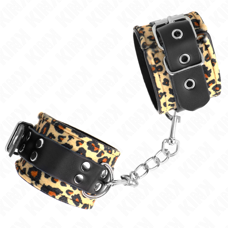 KINK – OPASKA NA NADGARSTEK Z PRAWDZIWEJ SKÓRY WZÓR LAMPARTA REGULOWANA 18-29 CM X 5,5 CM