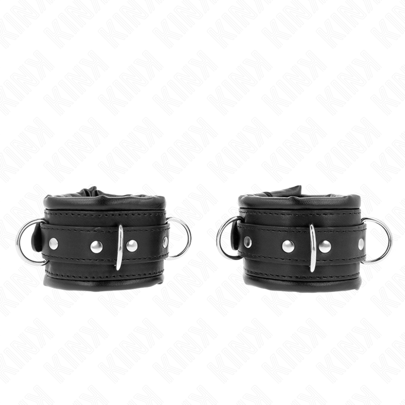 KINK - CIĘŻKIE KAJDANKI NA NADGARSTKI Z CZARNYM FUTERKIEM REGULOWANE 20-30 CM X 6 CM