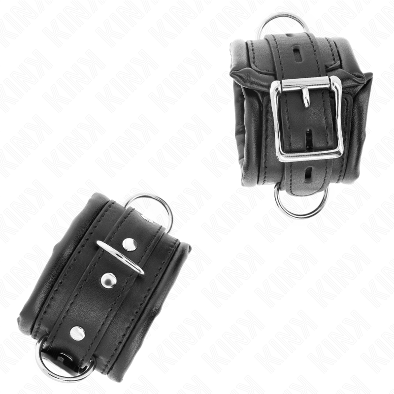 KINK - CIĘŻKIE KAJDANKI NA NADGARSTKI Z CZARNYM FUTERKIEM REGULOWANE 20-30 CM X 6 CM
