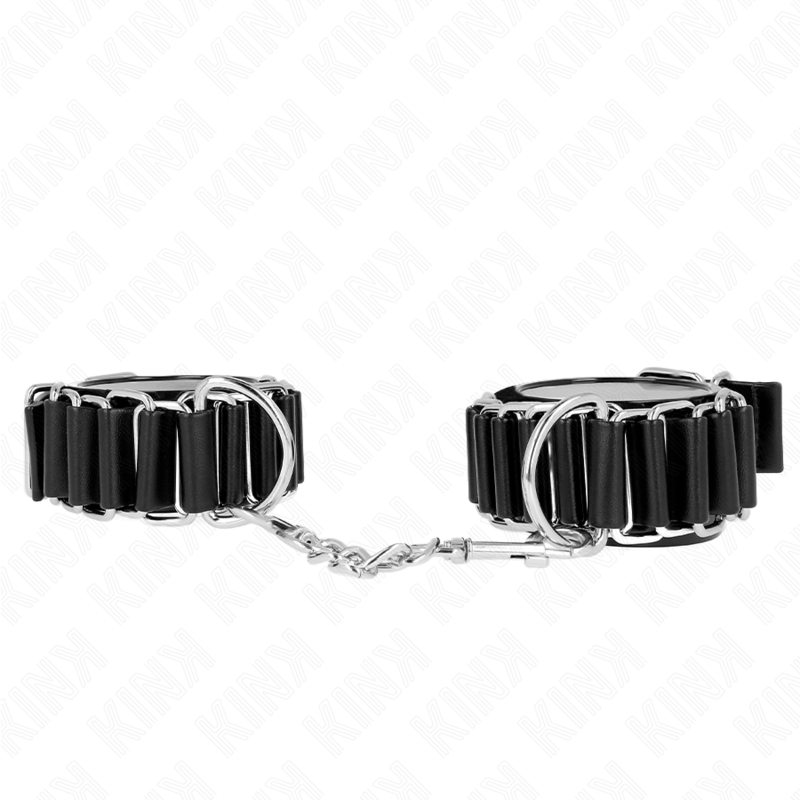 KINK - KAJDANKI NA NADGARSTKI JAKO ZAWIAS, CIENKIE, CZARNE, REGULOWANE 16-22 CM X 3.5 CM