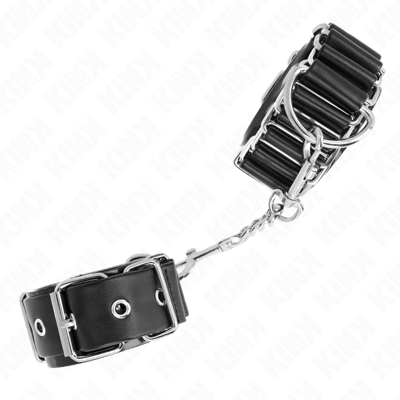 KINK - KAJDANKI NA NADGARSTKI JAKO ZAWIAS, CIENKIE, CZARNE, REGULOWANE 16-22 CM X 3.5 CM