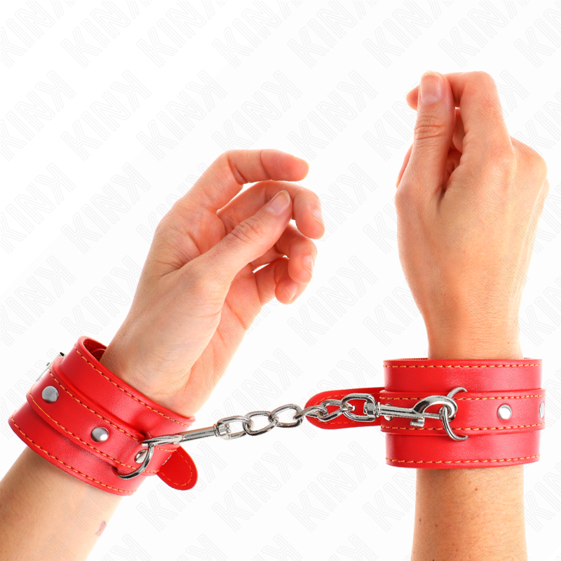 KINK - CIENKIE KAJDANKI NA NADGARSTKI CZERWONE REGULOWANE 21-33 CM