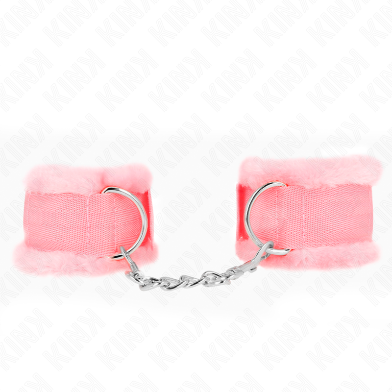 KINK - PUTAJSKIE KAJDANKI ZE SZTUCZNYM FUTERKIEM RÓŻOWE REGULOWANE 17-31 CM X 7 CM