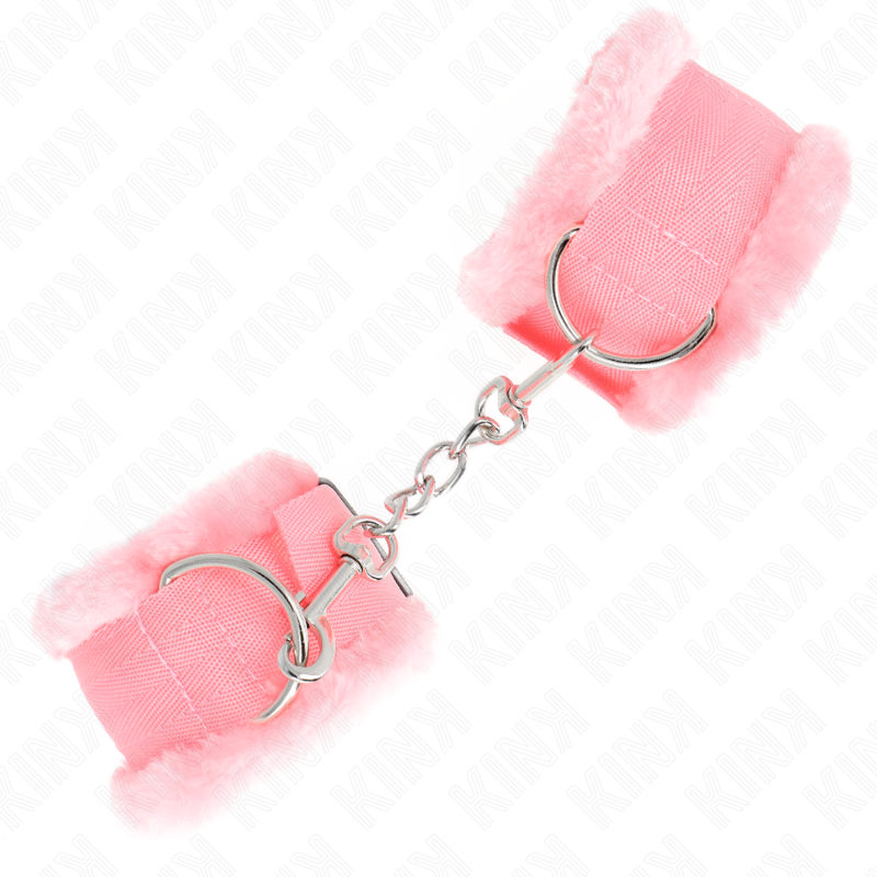 KINK - PUTAJSKIE KAJDANKI ZE SZTUCZNYM FUTERKIEM RÓŻOWE REGULOWANE 17-31 CM X 7 CM