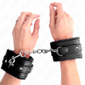 KINK - KAJDANKI Z WYŚCIÓŁKĄ FUTERKOWĄ CZARNE Z CZARNYM PASKIEM REGULOWANE 17-29 CM X 6 CM